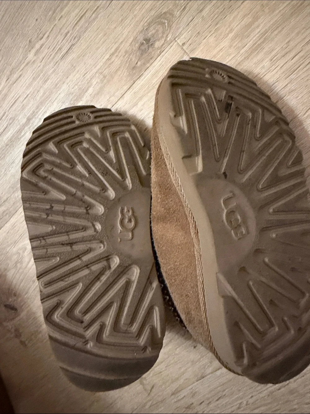 UGG Brown Plush-Lined Kids Slip-On Slippers